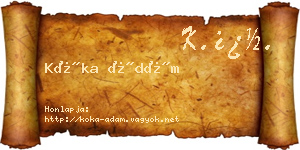 Kóka Ádám névjegykártya