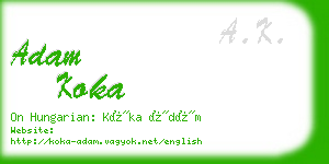 adam koka business card